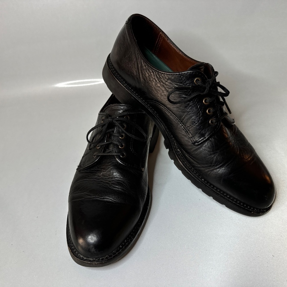 HS Trask Black Bison Leather Oxford Shoes Mens 10 N #1002 Gallatin Lace Up